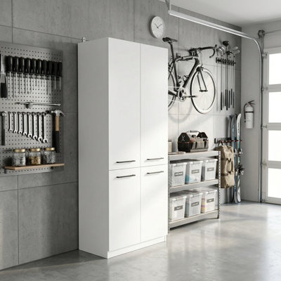 Armoire de garage 4 portes avec 2 paniers à linge