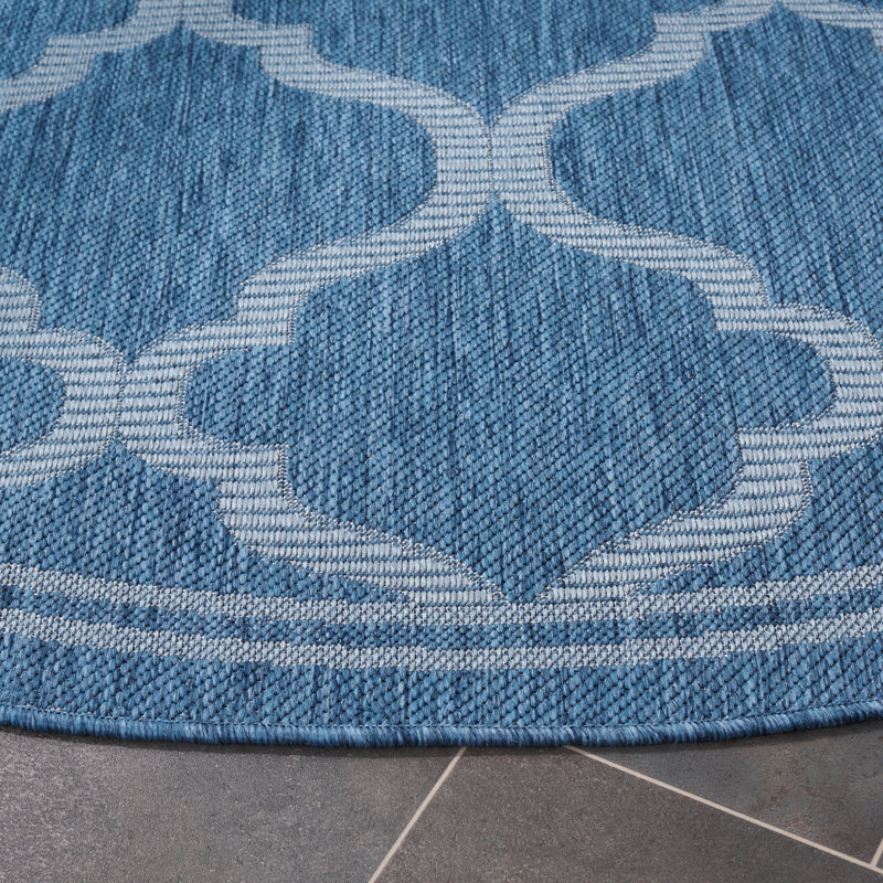 Millana Performance Machine Washable Geometric Indoor/Outdoor Area Rug, Round 6'7"