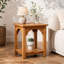 Farmhouse End Table with Storage, Solid Fir Wood 2-Tier Side Table, Living Room