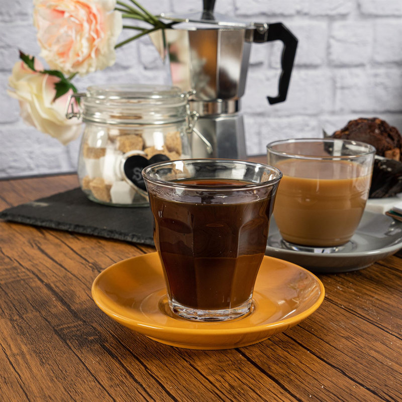 Duralex - Picardie Mismatched Coffee Cup & Saucer - 220ml, Grey