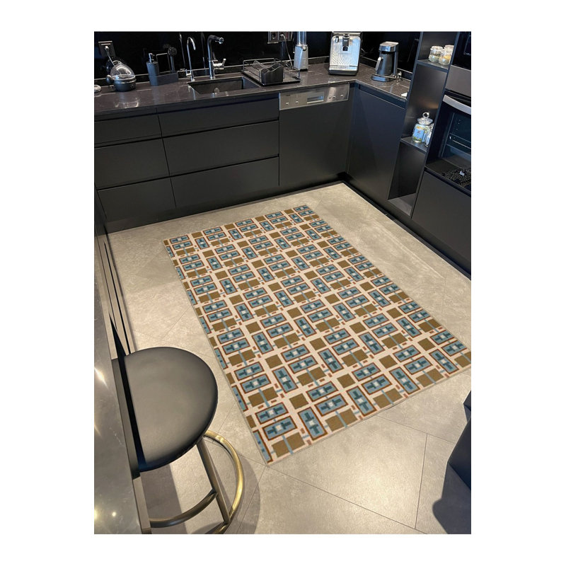 Tapis décoratif multicolore à motif géométrique mixte, Tapis de couloir 3 pi 3 po x 6 pi 7 po