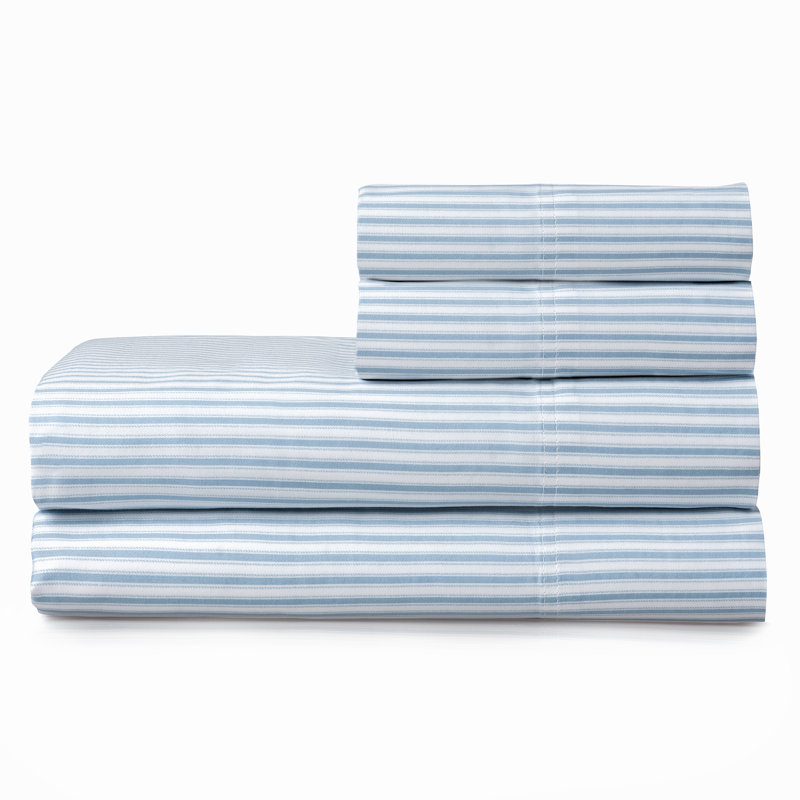 Ensemble de draps en coton de qualité égyptienne à densité de tissage 250 fils Provence, Bleu pâle, Grand