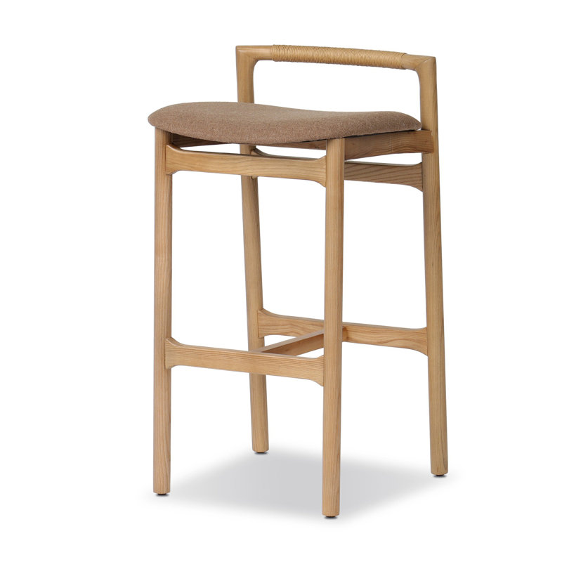 Tabouret Solene, Tabouret de bar (siège d'une hauteur de 30 po), Anvers café / mélange de lignes, Bois de frêne brûlé