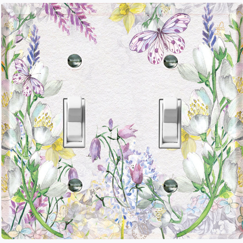 Plaque murale avec interrupteur à bascule 2-fleurs White Lily