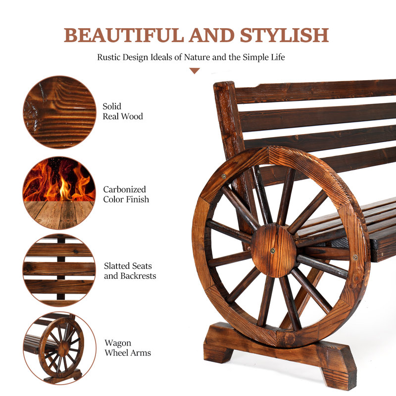 56 In. Cedar Wood Wagon Wheel Bench