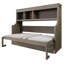 Lit escamotable simple avec bureau et tablettes de rangement, lit mural peu encombrant, gris délavé-688826889