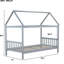 Lit simple gris avec structure de maison - ajout de chambre à coucher en bois d'hévéa de couleurs classiques polyvalentes-1466832741