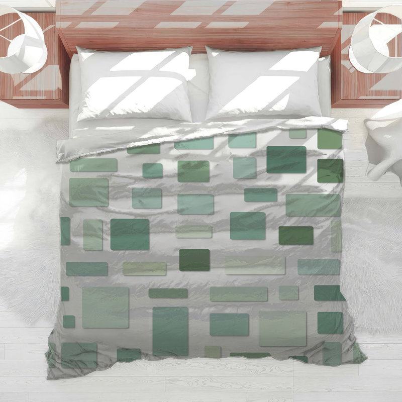Green Rectangular Shapes Comforter, Twin Extra Long