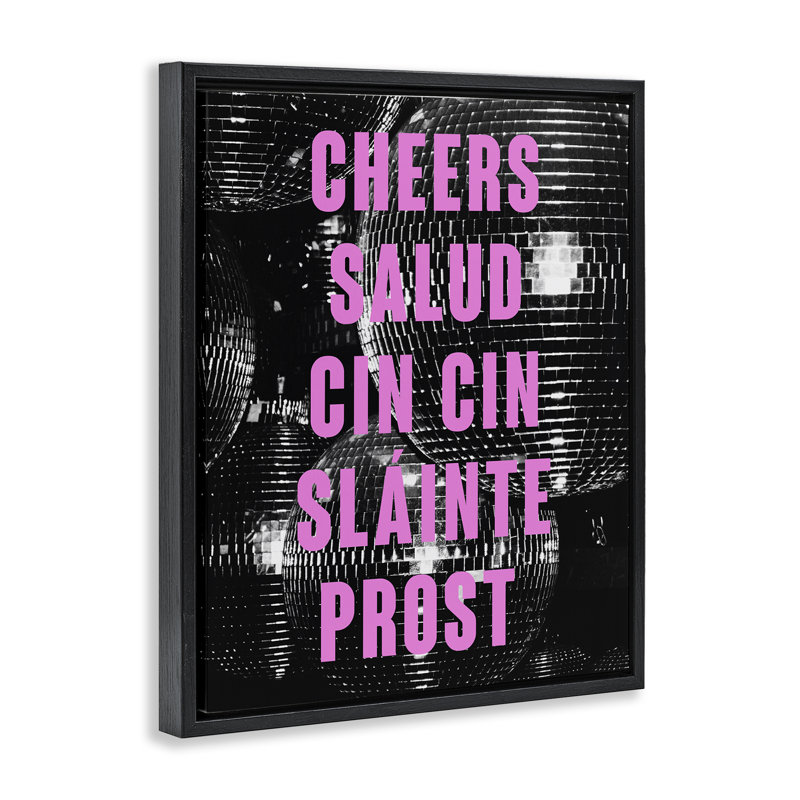  Art mural sur toile Cheers, Cadre flottant noir de jais, H 21 po x l 17 po
