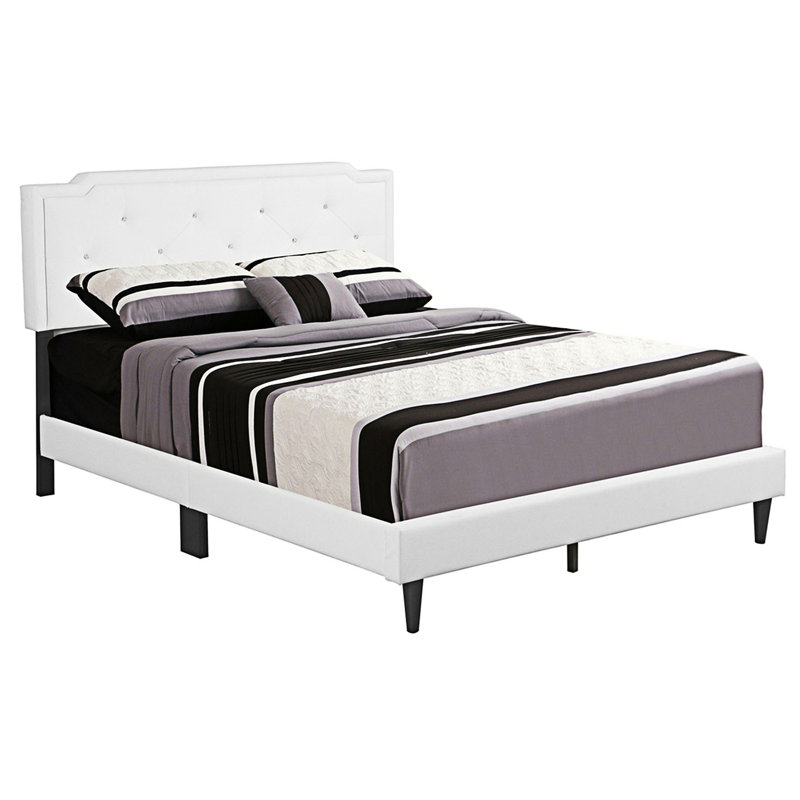 Classic Bed With Panel Design Headboard, Bed, White, Full
