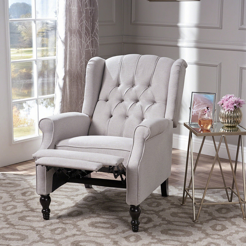 Fauteuil inclinable en tissu capitonné gris clair, Gris clair
