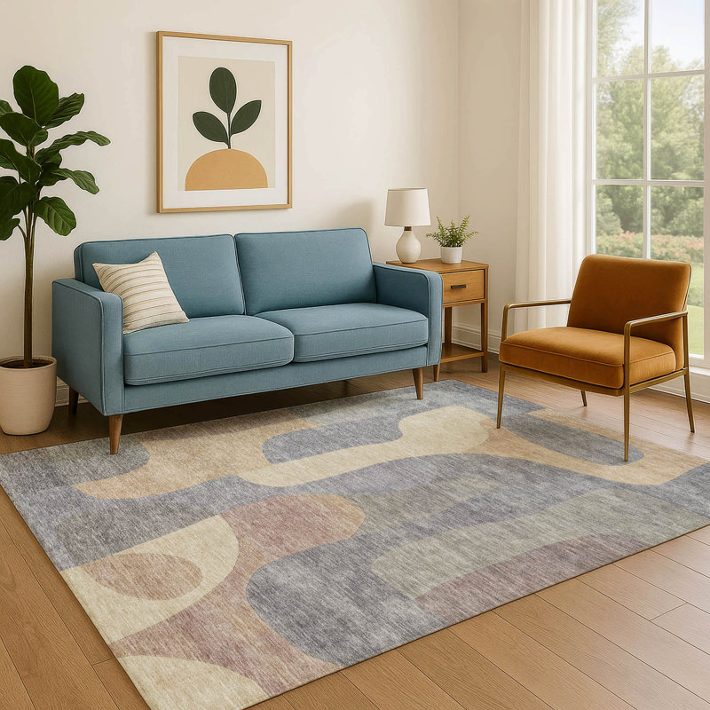 Premium Machine Washable Mayfield AMF1867 Abstract Rug, Rectangle 9' x 12'