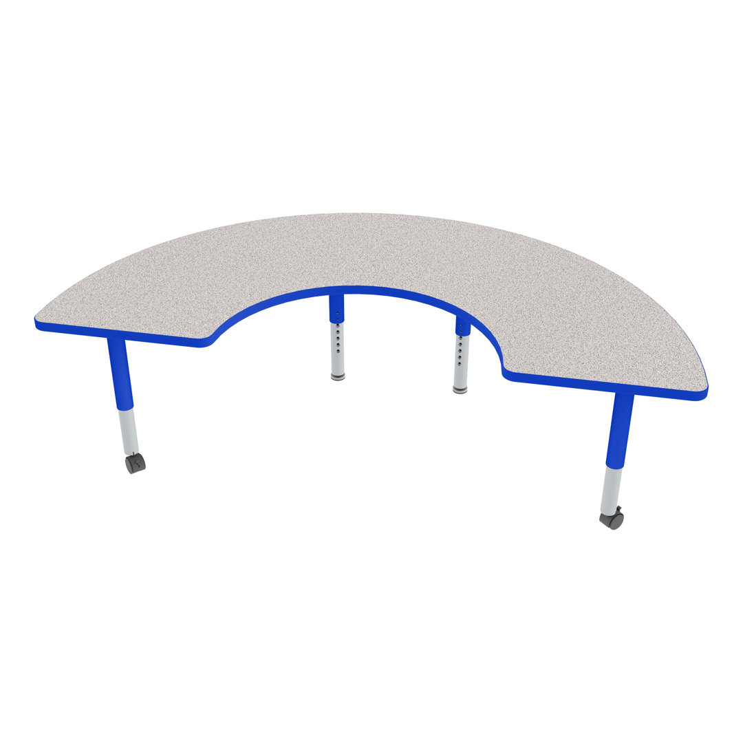 Adjustable Height Half-Moon Preschool Classroom Activity Table with Casters Sprogs Tabletop 