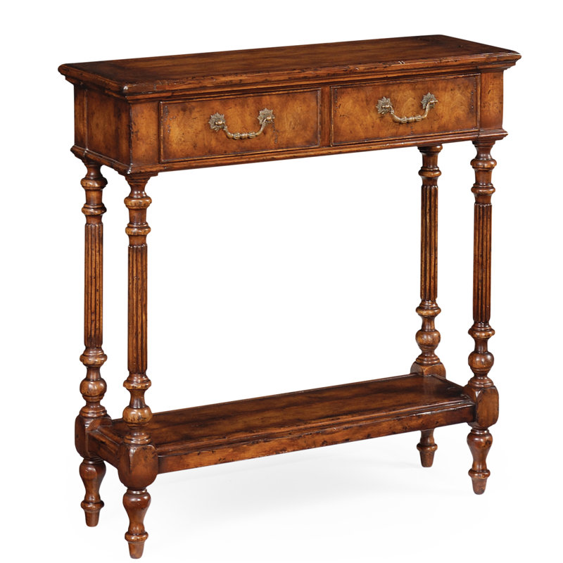 Antique Walnut Traditional Console Table with Storage