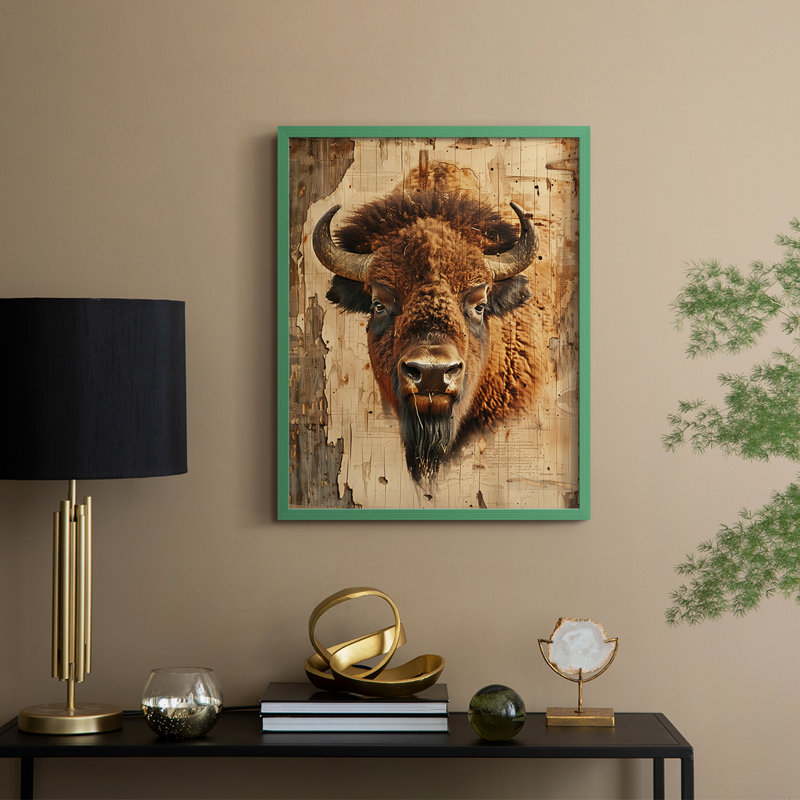ANIMALS Series CDXC III, reproduction encadrée - bois massif, Green, H 30 po x l 24 po
