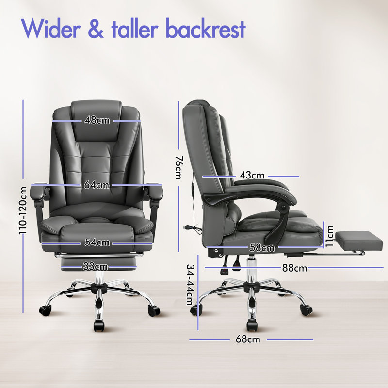 Massage Office Chair PU Leather Seat, Grey