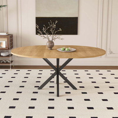 Table de salle à manger extensible ronde pour 2 à 6 personnes, table extensible de 43 à 58 pouces avec base en acier au carbone, mobilier moderne peu encombrant