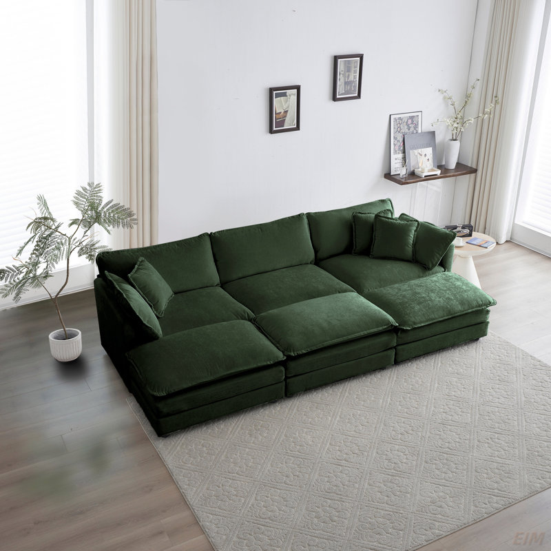 Canapé modulaire réversible 6 places Anders, Vert