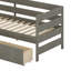 Lit plateforme simple en forme de L avec 3 tiroirs de rangement en pin massif et panneau de fibres à densité moyenne-595828886
