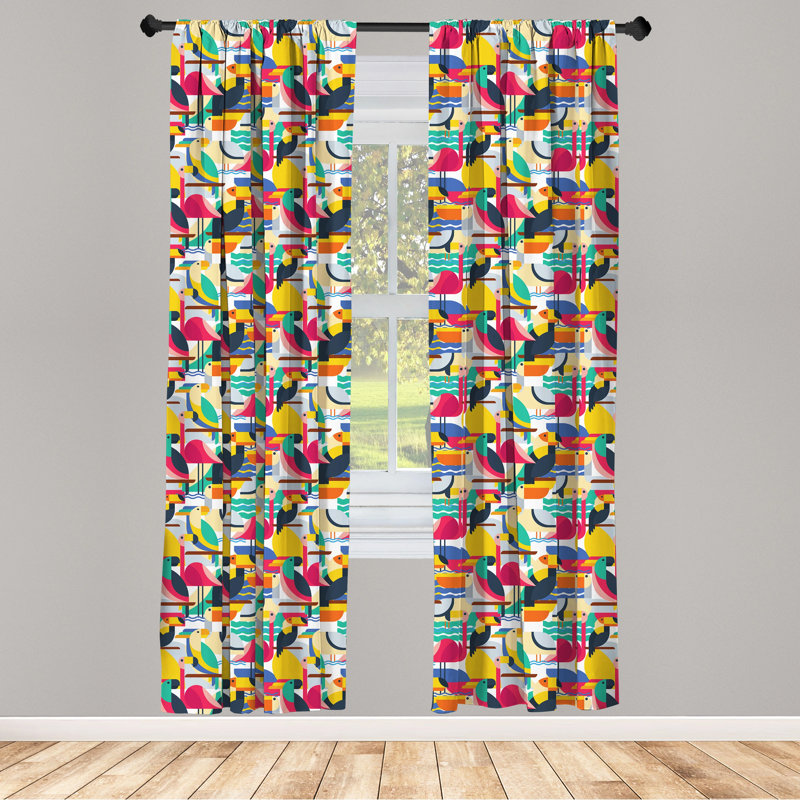 Birds Semi-Sheer Rod Pocket Curtain Panels, 28" x 95"