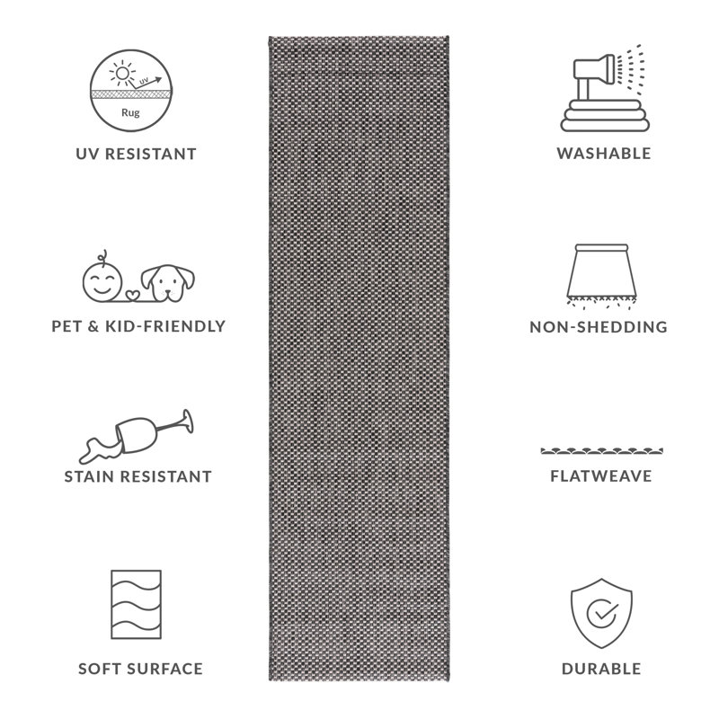 Tapis d'intérieur / extérieur de couleur unie Sezis Performance, Tapis de couloir 2 pi 3 po x 8 pi