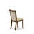 7-Pc Kitchen Table Set Includes a Pedestal Breakfast Table and 6 Light Tan Linen Fabric Chairs with Padded Back - Antique Walnut-1409903080-1409903087-1442630951