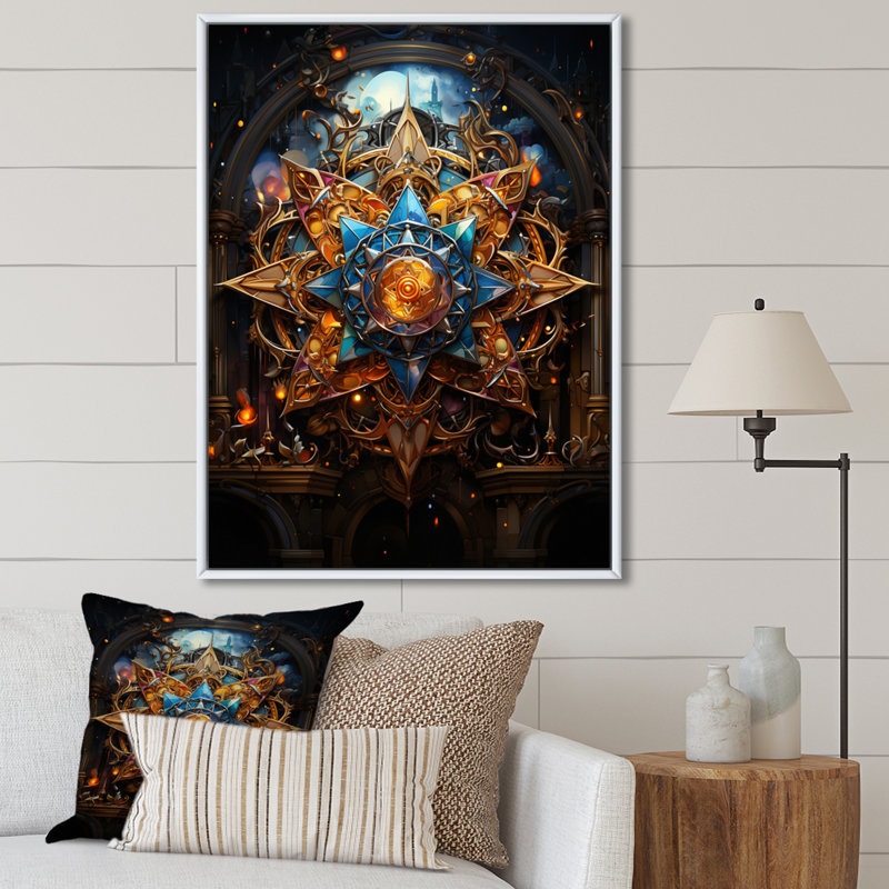 Judaïsme, magen David, art mural du salon, Cadre flottant blanc, H 44 po x l 34 po x P 1,5 po