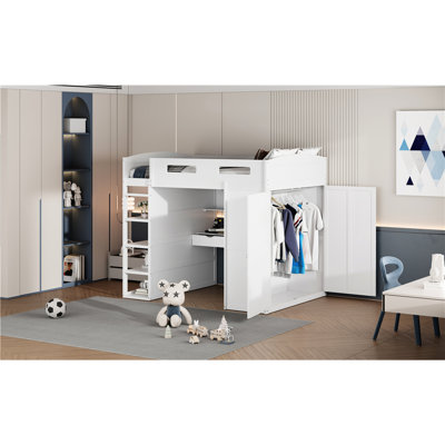 Lit mezzanine avec bureau intégré et options de rangement - Transformez votre chambre à coucher en un espace pratique