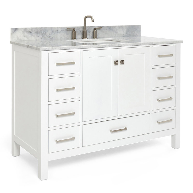 Ensemble de meuble-lavabo simple 49 po Flynt, Nickel brossé, Blanc