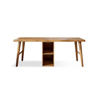 Bureau rectangulaire en bois massif noyer clair