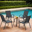 Chaise de patio empilable en polyester enduit de PVC (ensemble de 4)-2066646897