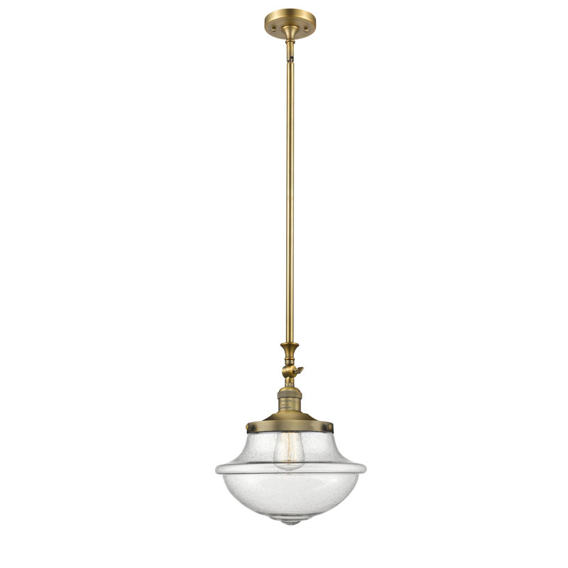 Luminaire suspendu simple à 1 lumière Baptiste, Ampoule non incluse, Grainé, Laiton brossé