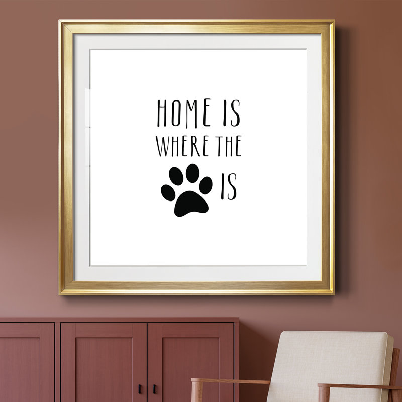 Home is - Cadre photo, impression d'art textuel, Papier encadré doré, H 26,5 po x l 26,5 po x P 1,5 po