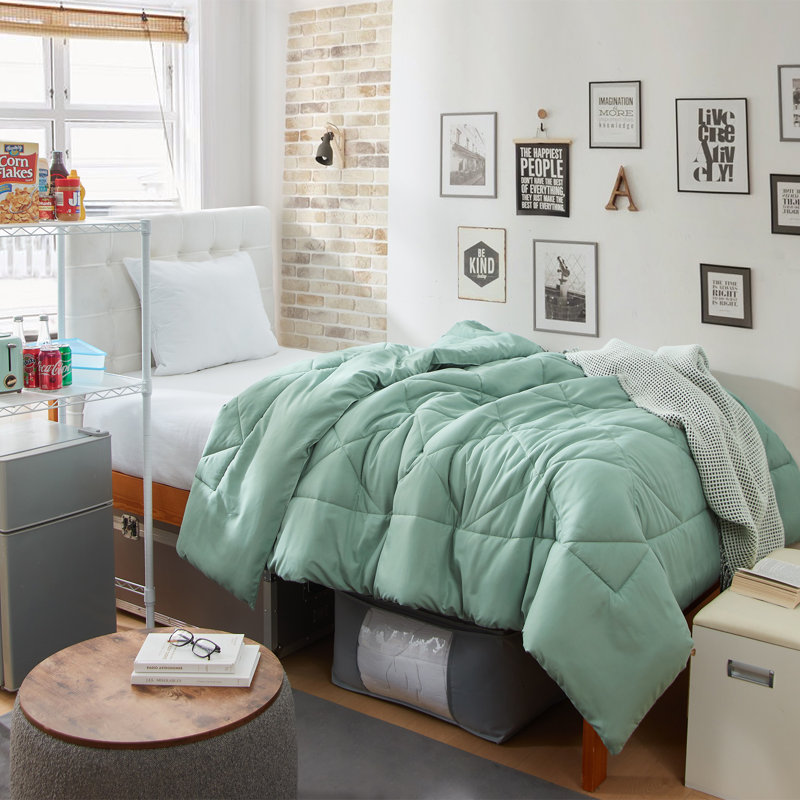 Reversible Microfiber Twin XL Dorm Comforter, Iceberg Green
