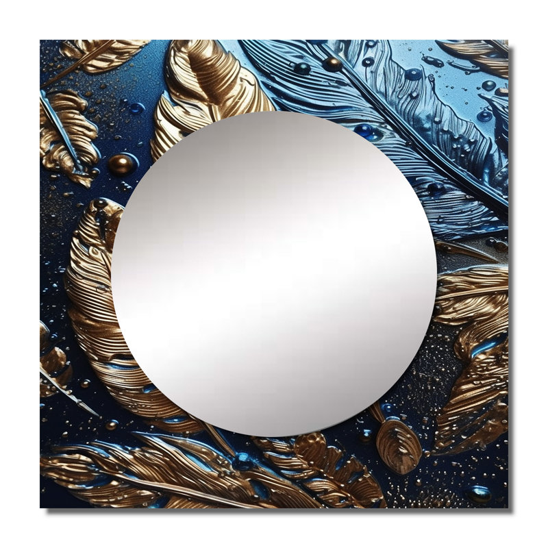 Faran - Grand miroir carré en plumes glamour pour décoration murale, 29 po x 29 po