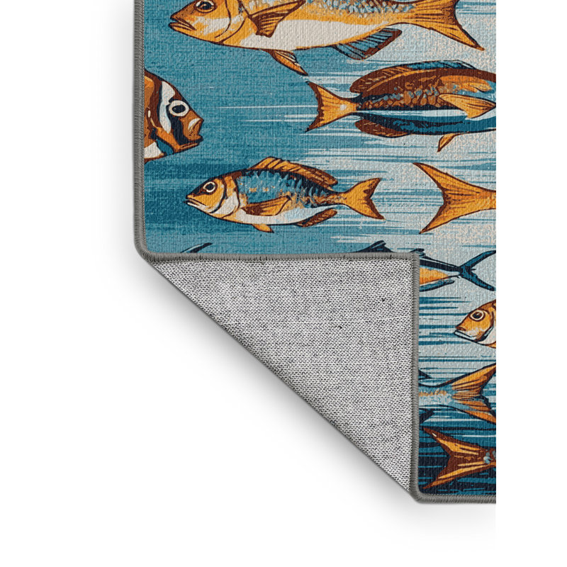  Tapis hawaïen lavable à motif de poissons tropicaux, Tapis de couloir 2 pi x 4 pi