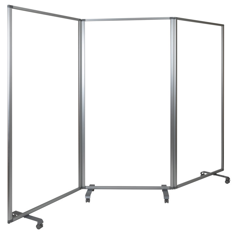 Clear Acrylic Mobile Room Divider with Lockable Casters