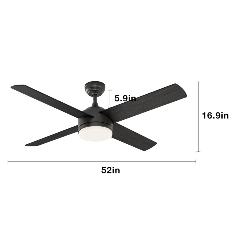 52" 4-Blade Ceiling Fan with LED Lights and Remote Control