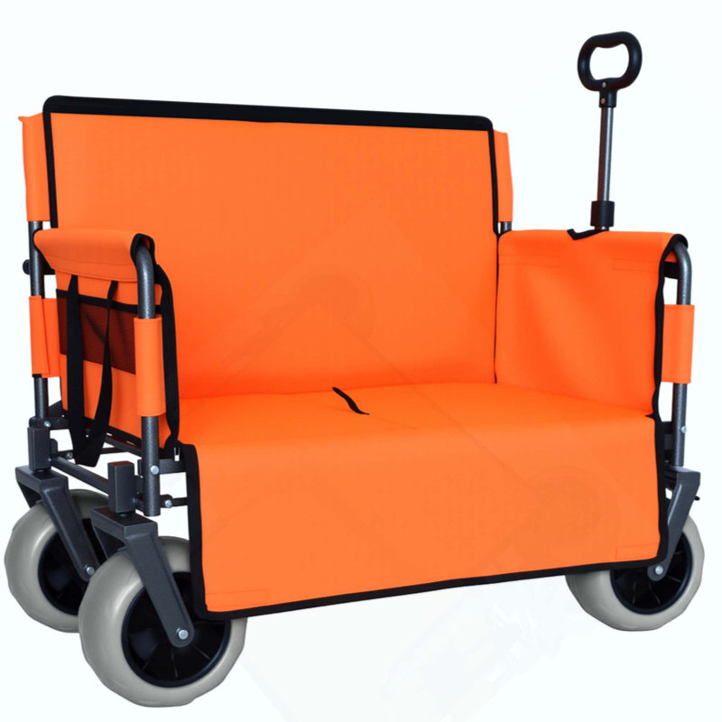 Chariot pliant 3 en 1 avec siège de banc - capacité de 500 lb, pneus de plage de 9 po x 4 po pour le camping et la plage