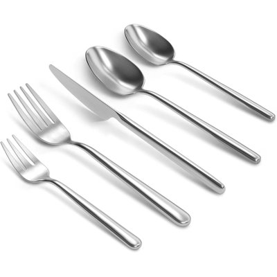 20-Piece Stainless Steel Silverware Set, Modern European Design Flatware Set Service For 4, Dishwasher Safe Cutlery Set With Matte Finish