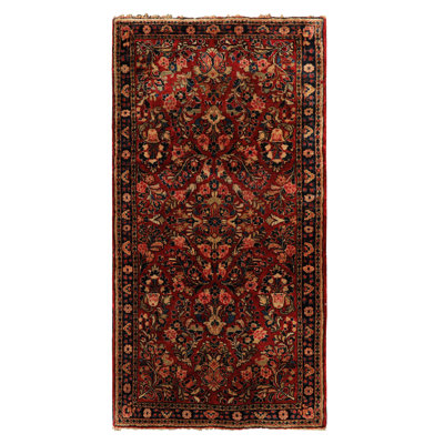 Tapis traditionnel rouge Sarouk en laine noué à la main 2 pi 7 po x 5 po