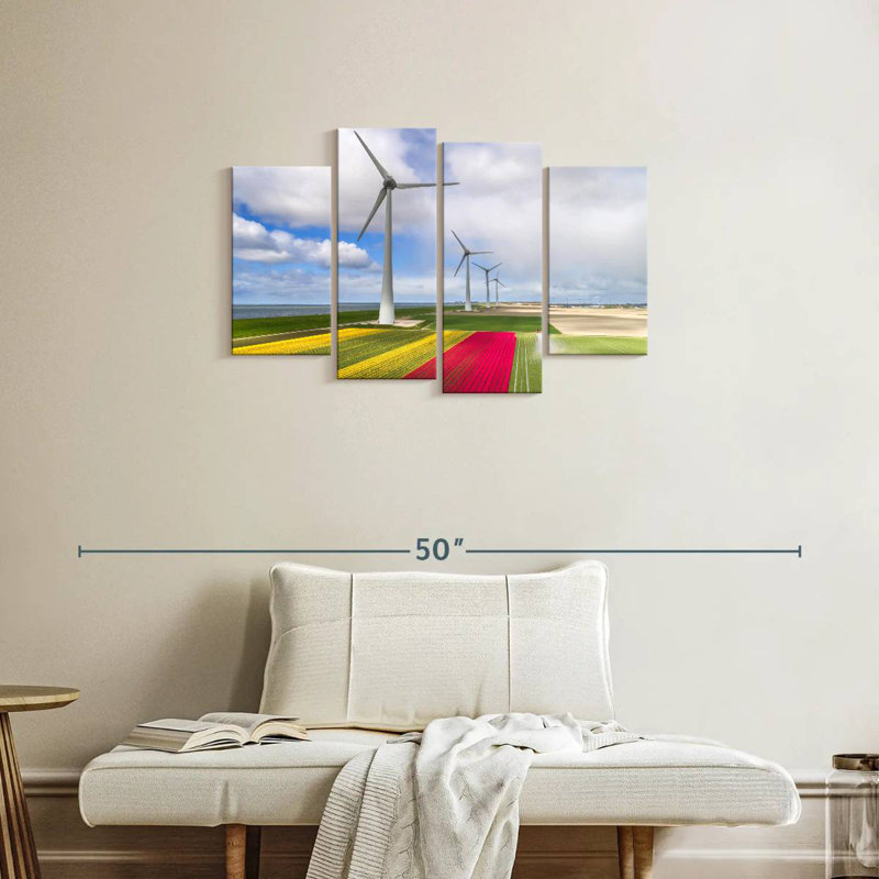 Lilie Wind Turbines And Tulip Fields, 22" H x 36" W