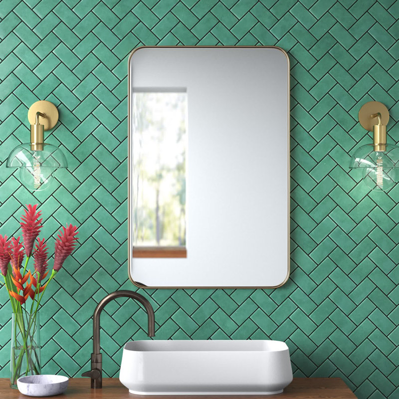 Miroir de salle de bain Mccreery, Argent brossé, 30 po x 22 po