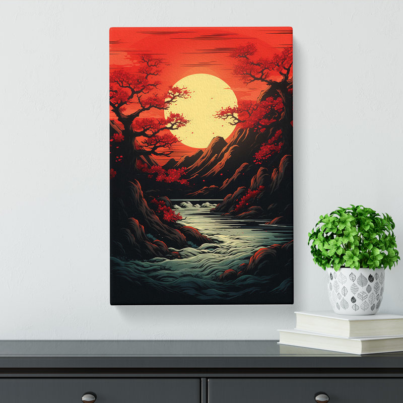 Japanese Sunset Line - Art Prints - Wrapped Canvas, 60cm H x 40cm W x 3cm D