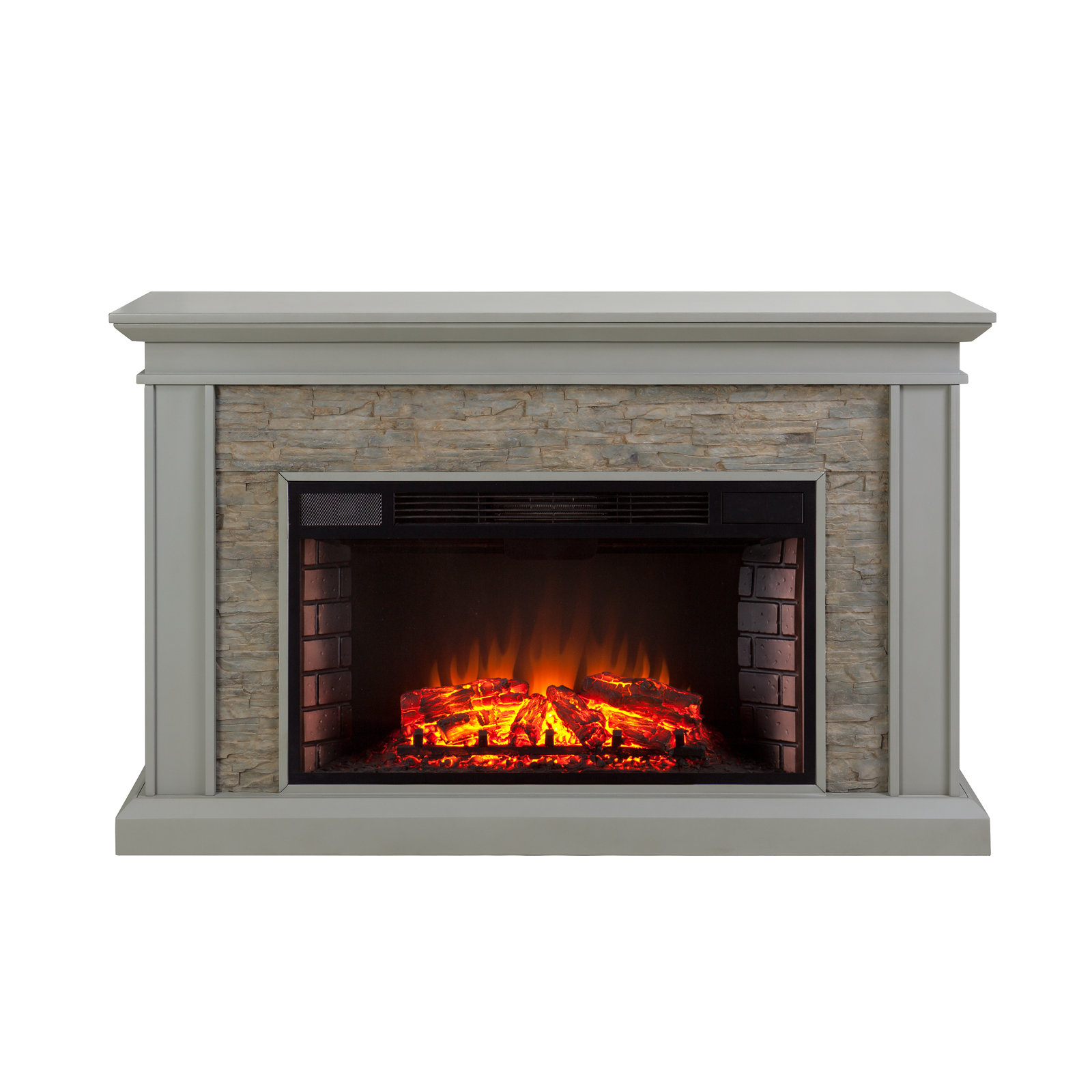 Burnell Electric Fireplace, Gray