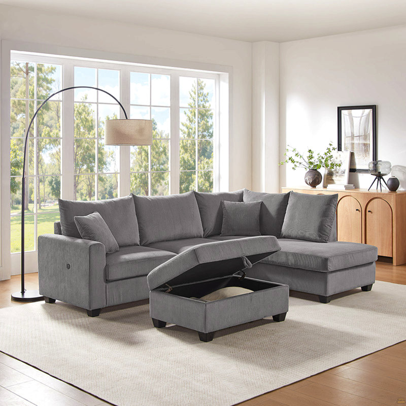 Canapé modulaire en tissu 107 po Corduroy