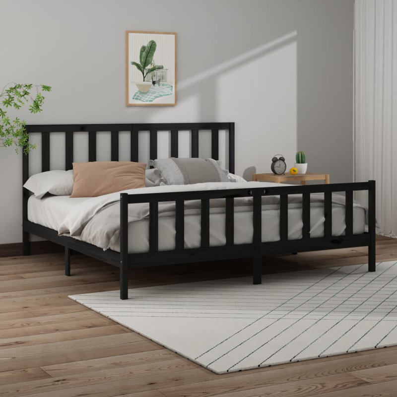 Jawanna Solid Wood Bed, Black, Super King (6')