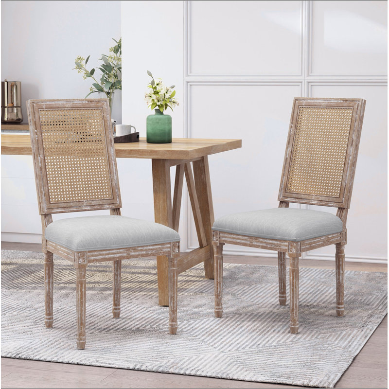 Chaise de salle à manger [ensemble de 2 pièces], Gris clair / naturel