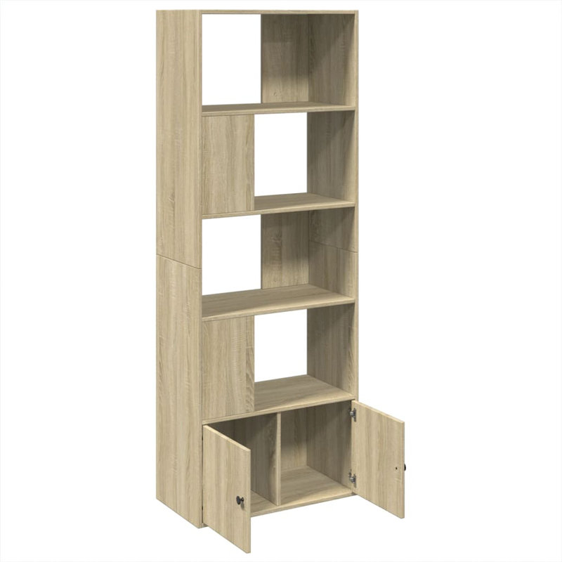 Augustinas 189 cm H Bookcase, (5 Shelves) 189cm H x 70cm W x 36cm D, Sonoma Oak