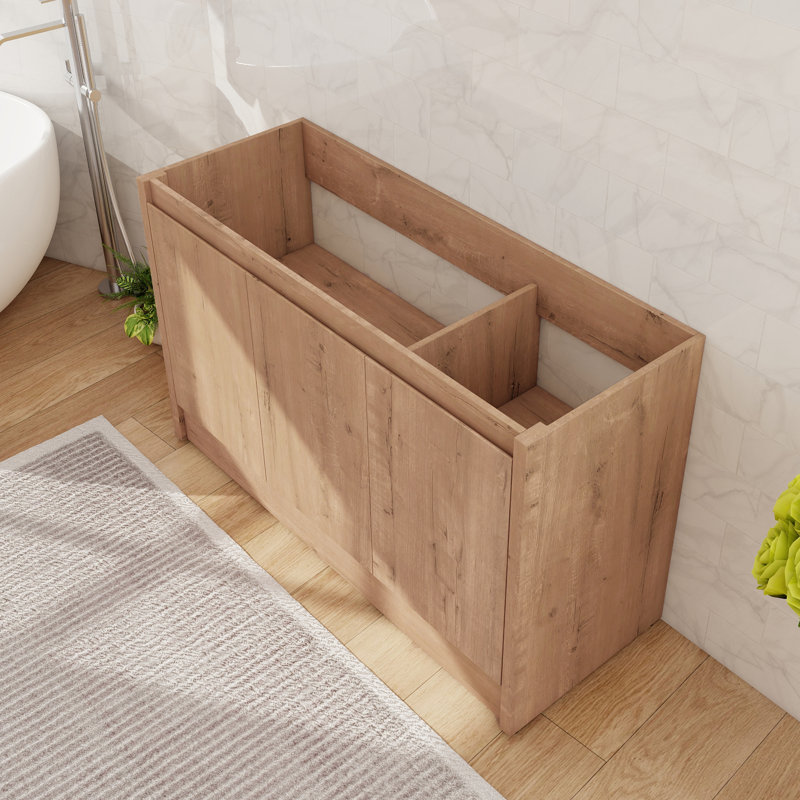 48" Freestanding Bathroom Vanity Base With 3 Doors And 1 Adjustable Shelf